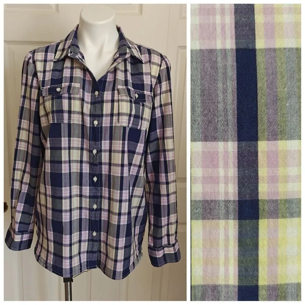 Tommy Hilfiger plaid roll-tab button-down shirt sz XL